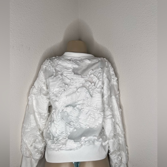 NWT Garcia white frilled mesh  bomber jacket size medium - Picture 3 of 4